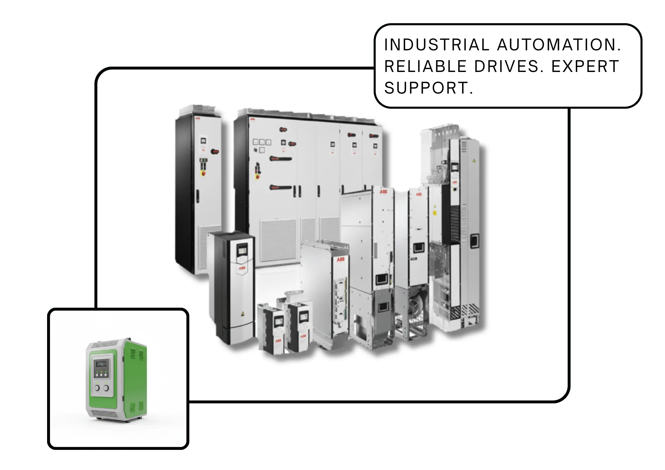 Industrial automation solutions by Techno Matrix featuring reliable AC and DC drives, motor control systems, and expert technical support for demanding industrial applications.