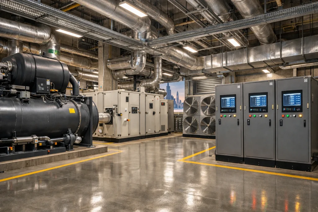 VFD solutions in Dubai for HVAC systems including chillers, AHU, and energy-efficient control panels